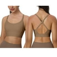 thumbnail image 5 of COMVALUE Women's Square Scoop Neck Sports Bra Thin Strap Padded Low Impact Yoga Bra Wireless Workout Crop Top (Coffee, XXL), 5 of 7