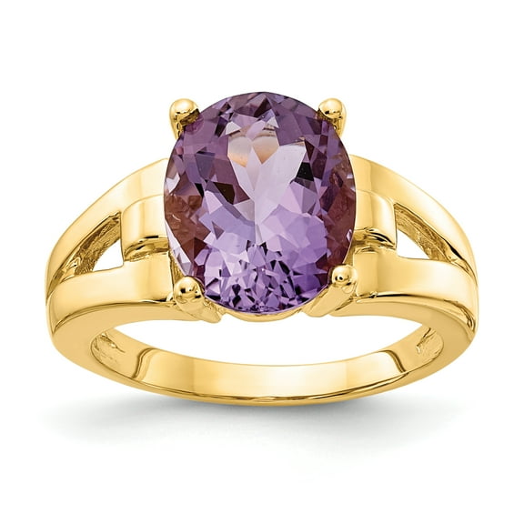 Primal Gold 14 Karat Yellow Gold 11x9mm Oval Amethyst Ring