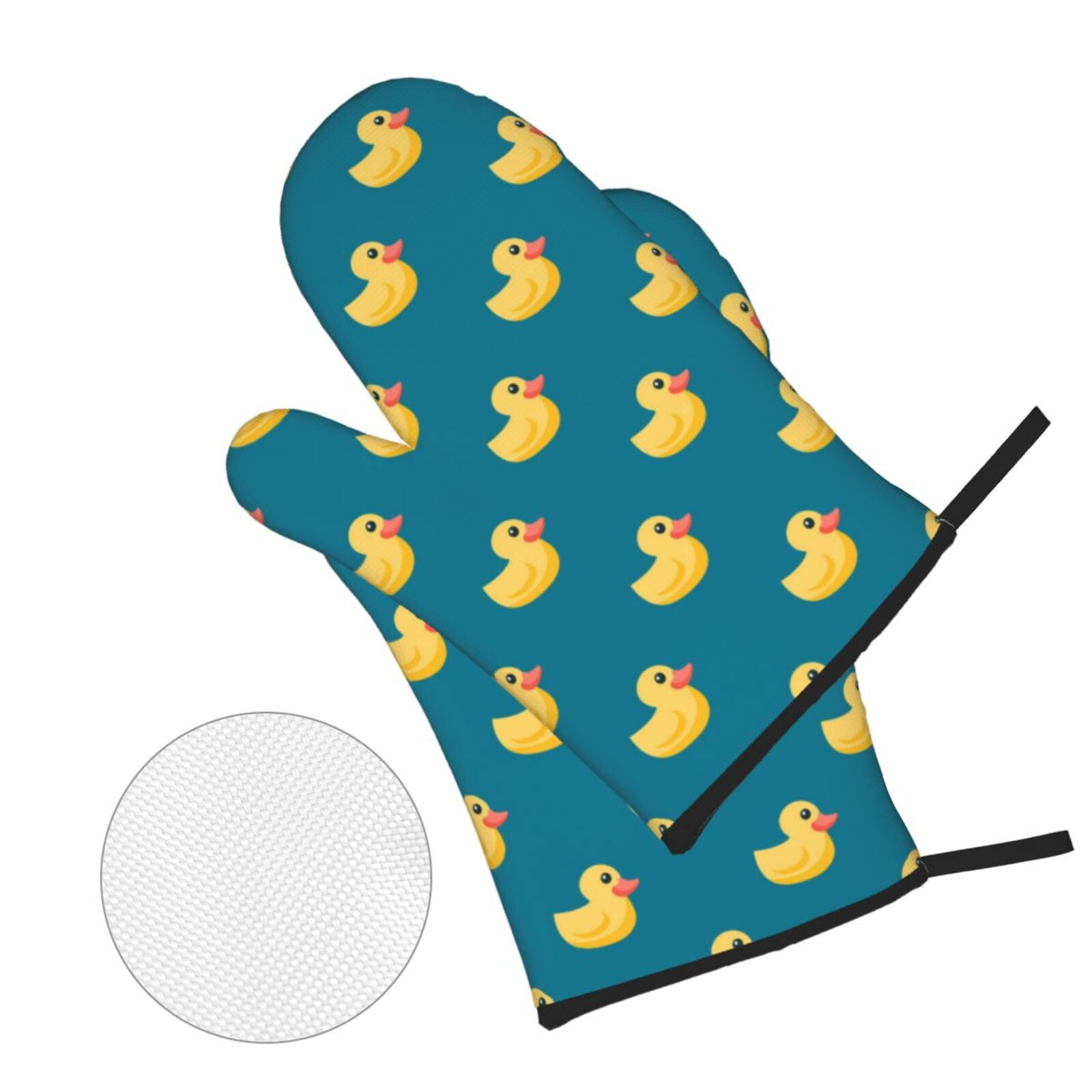 Yellow Duck Rubber Ducks 4Pcs Oven Mitts and Pot Holders Sets Oven Kitchen Gloves Hot Pads for Cooking BBQ Baking Grilling
