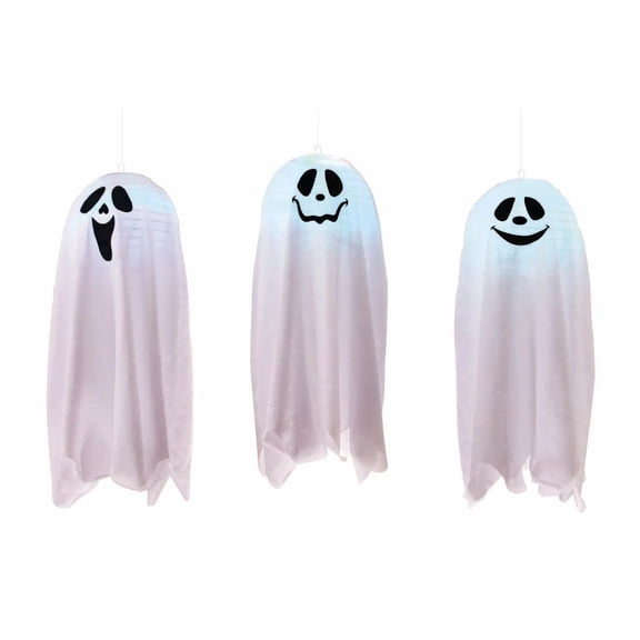 Fun World 18" Light-Up Color Change Happy Pop-Open Ghost - White