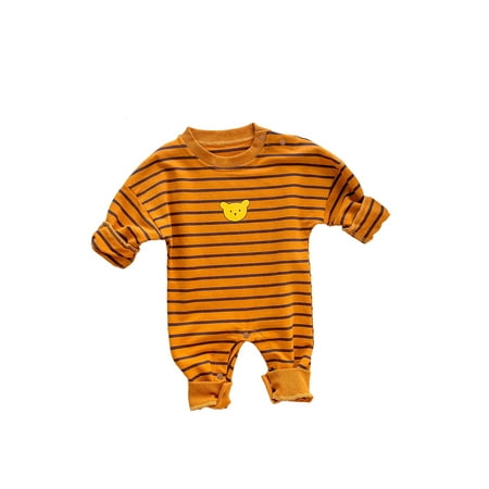 

Yuemengxuan Cute Baby Girls Boys Romper Round Collar Long Sleeve Striped Jumpsuit