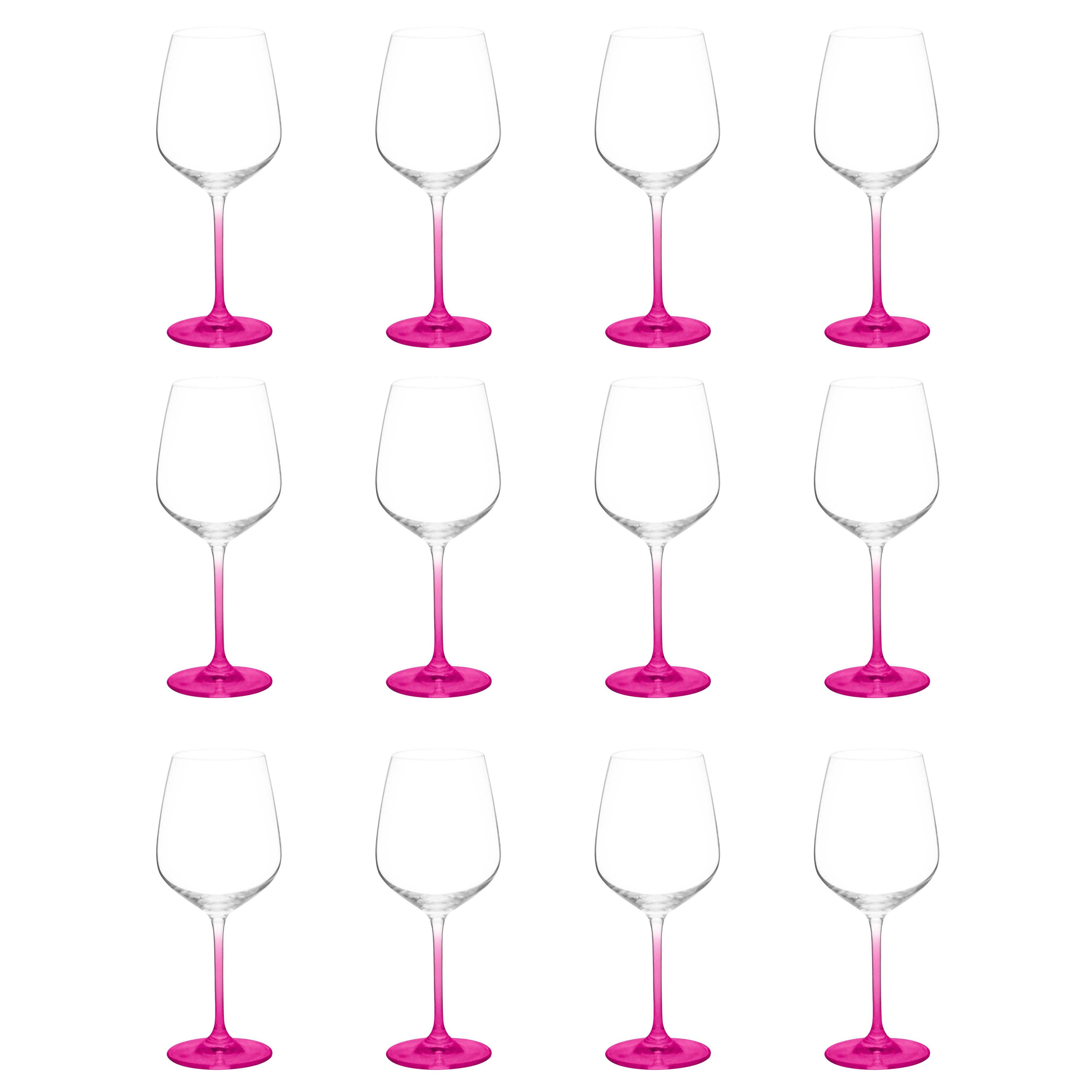 Colored Wine Glasses, Pink, Set of 2, Stemware 2 Count (Pack of 1)