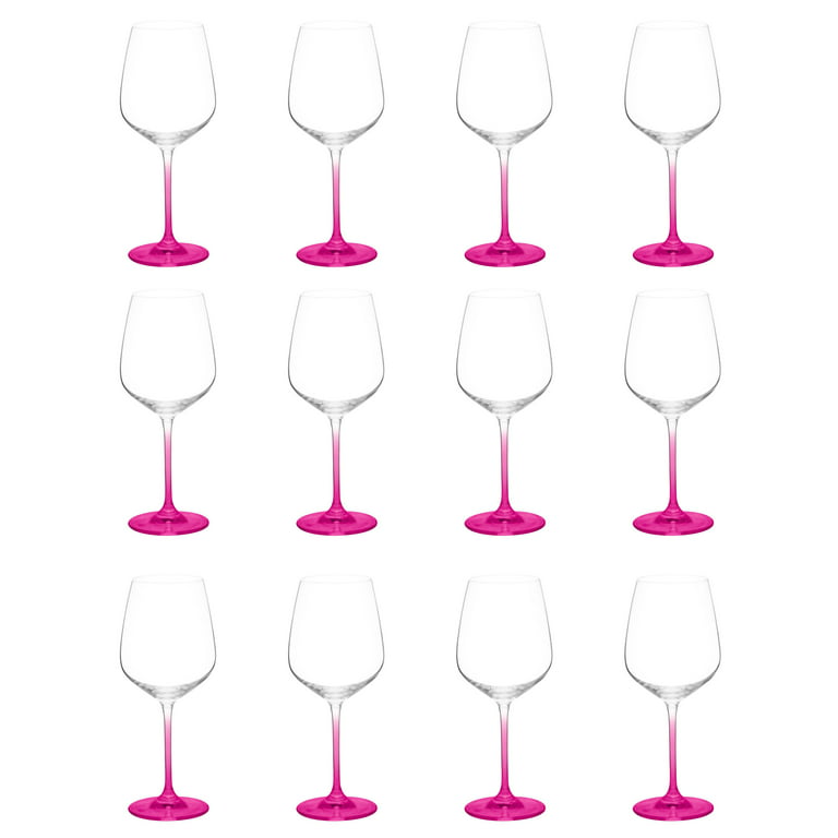 Crystal Wine Glasses 17.5 oz. Set of 12, Bulk Pack - Restaurant Glassware,  Perfect for Red Wine or White Wine - Purple 