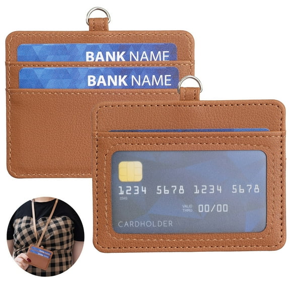 for Men Women Classic Small Pocket Wallet Leather Card Holder Photo Slot Vintage (Size: 3.93" x 3.11") - Brown