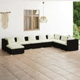 thumbnail image 1 of vidaXL 8 Piece Garden Lounge Set with Cushions Poly Rattan Black, 1 of 5