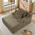 thumbnail image 2 of Leumius Chaise Lounge Chair Indoor,Oversized Corduroy Upholstered Boneless Sofa Bed, Modern Deep Seat Sofa with Back Cushion, Pillows, Cozy Sleeper Couch for Living Room, No Assembly Required,Brown, 2 of 10