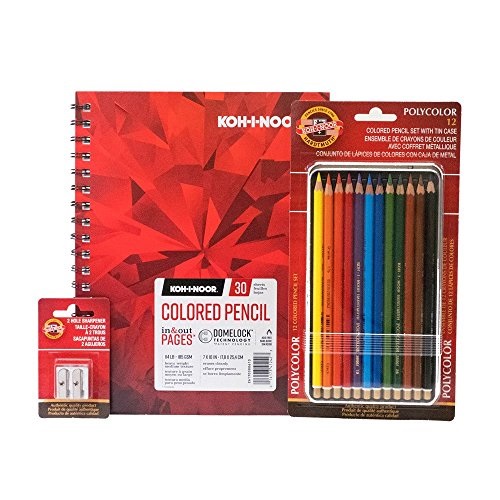 koh-i-noor colored pencil drawing bundle, includes polycolor colored pencils, 7 x 10 inch 