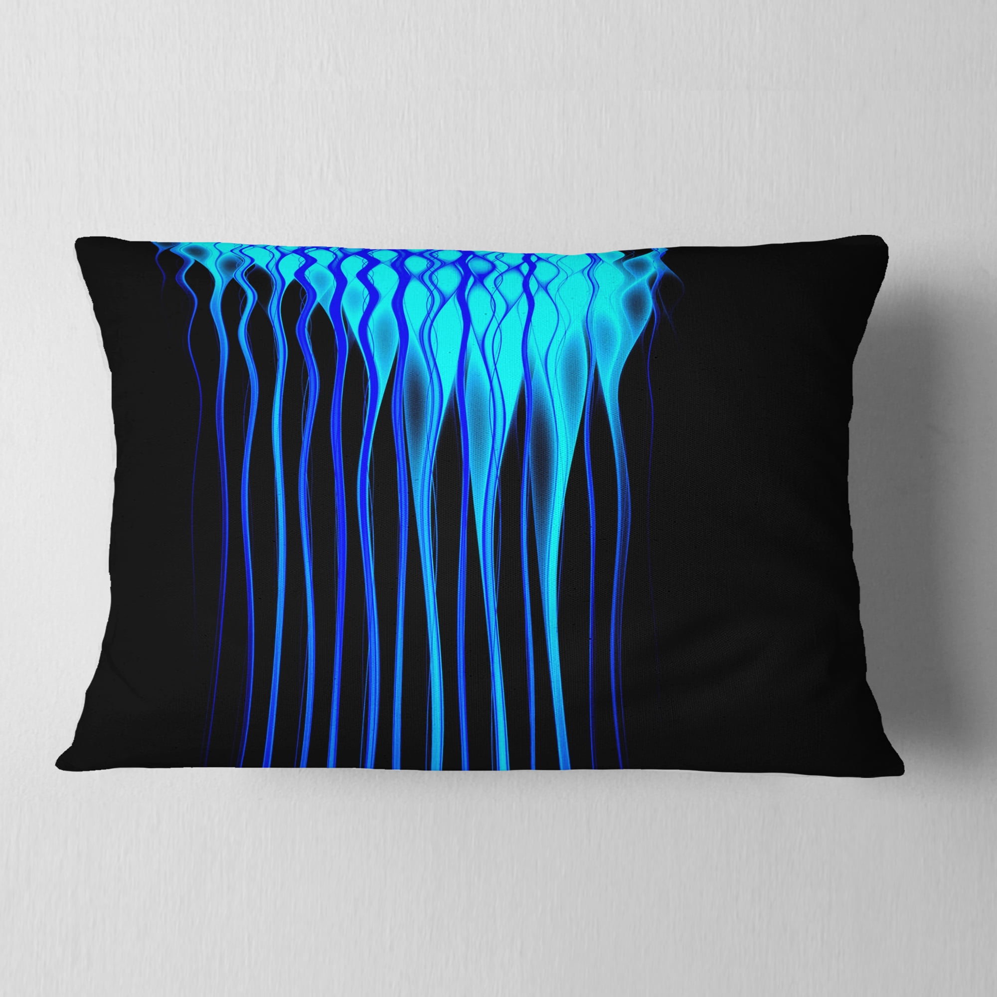 Designart Blue Flames Fractal Pattern - Abstract Throw Pillow - 12x20