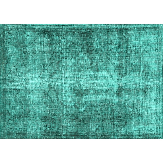Ahgly Company Machine Washable Indoor Rectangle Persian Turquoise Blue Traditional Area Rugs, 6' x 9'