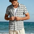 thumbnail image 6 of Men's Heart Graphic Shirt Short Sleeve Valentine Button Down Collar T-Shirt White XL, 6 of 6