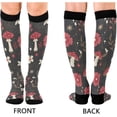 thumbnail image 2 of FREEAMG High Elasticity Compression Socks, High Knee Socks Adult Universal Leisure Relieve Fatigue,Mushrooms Flower Travel Daily with Running (1 Pair), 2 of 7