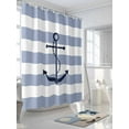 thumbnail image 3 of Shower Curtains for Bathroom-72"x84", Nautical Navy Blue Anchor on Gray and White Stripe Waterproof Bath Curtain Grommet Shower Curtain Set with Hooks, Aesthetic Art Washable Bath Accessories, 3 of 6