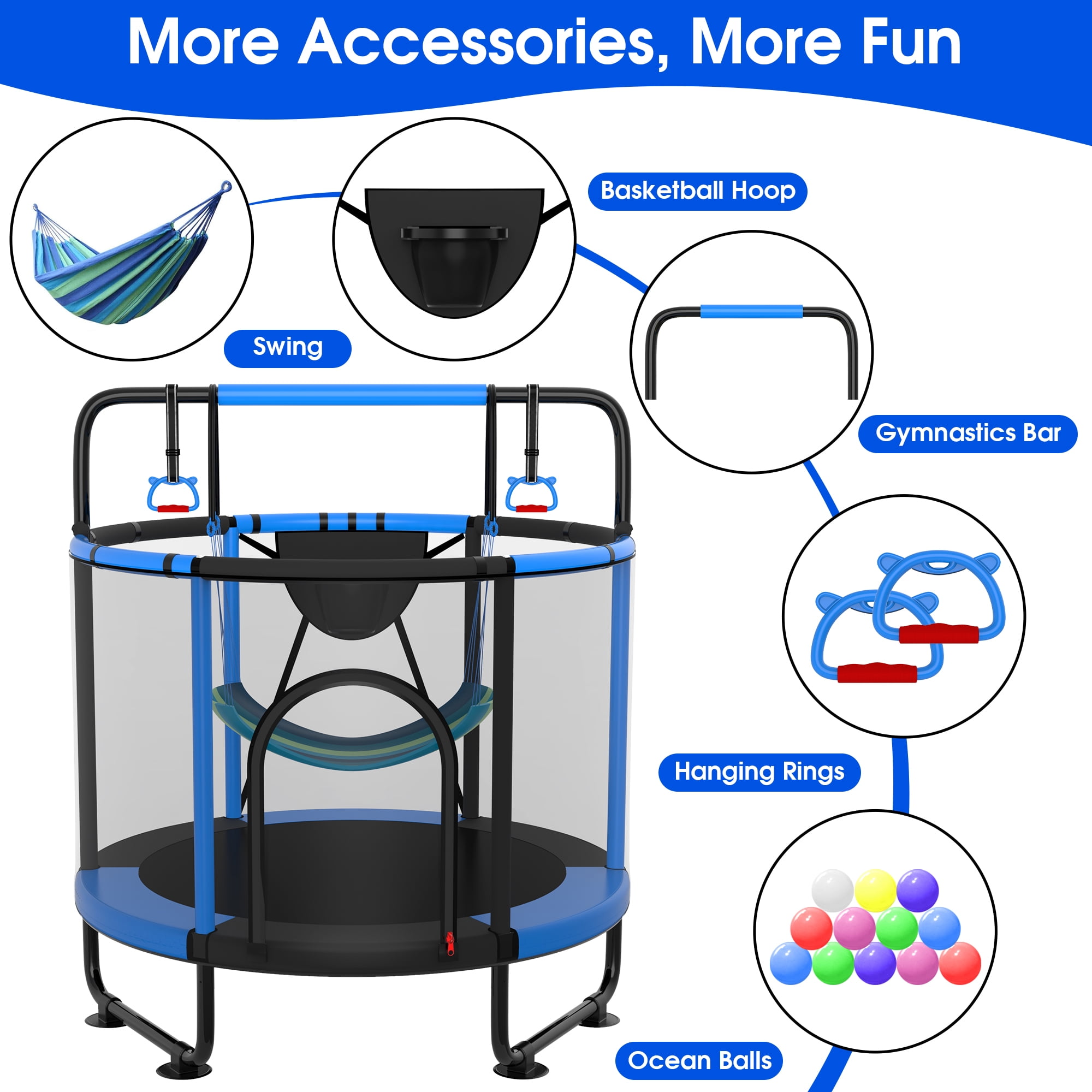 Cochan Trampoline for Kids 4.5FT 500LBS Toddler Trampoline with Enclosure Net and Handlebar, Mini Small Kids Trampoline for Age 1-6, Birthday Gift for Kids