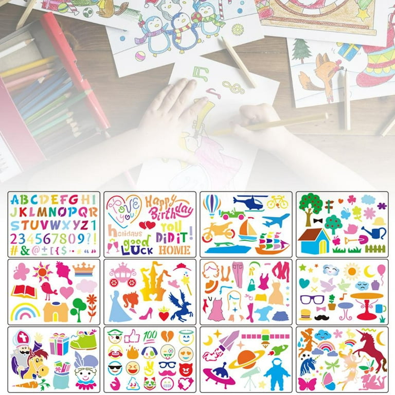  Drawing Stencils Set for Kids, 20 pcs DIY Drawing  Template,Bullet Journal Stencil,Over 300 Different Patterns,Reusable  Washable Craft : Arts, Crafts & Sewing