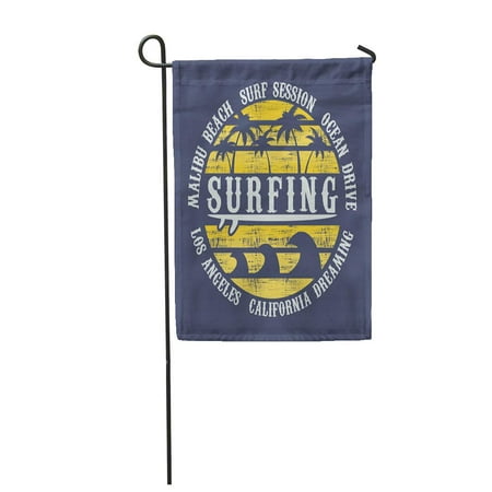 SIDONKU Surf and Surfing in California Malibu Beach Vintage Garden Flag Decorative Flag House Banner 12x18