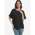 thumbnail image 2 of Women Oversized T-Shirt Loose Fit Workout Tops Short Sleeve Gym Basic Tee Shirt, 2 of 7