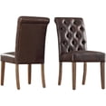 thumbnail image 2 of Weston Home Hudson Rolled Top Tufted Dining Chair, Set of 2, Brown PU, 2 of 8