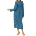thumbnail image 3 of INSPIRE CHIC Women's Zip Up Nightgowns Long House Robe Long Sleeve Hooded Sweatshirt Loungewear with Pockets S Lake Blue, 3 of 6