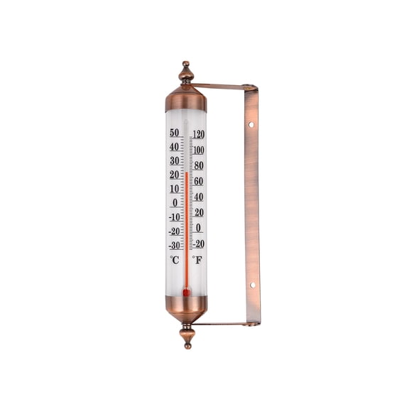 Waterproof Outdoor Thermometer, Adjustable Angle Temperature Gauge, Wall Mount Patio Monitor, Battery Free Metal Garden Decor, Bronze 9.65x3.15x1.42in