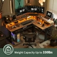 thumbnail image 7 of FEZIBO 63" L Shaped Standing Desk with LED Strip, Electric Triple Motor Sit Stand up Corner Desk Height Adjustable with Monitor Stand & Shelves, 2 Drawers, Ergonomic Home Office Desk, Rustic Brown, 7 of 7