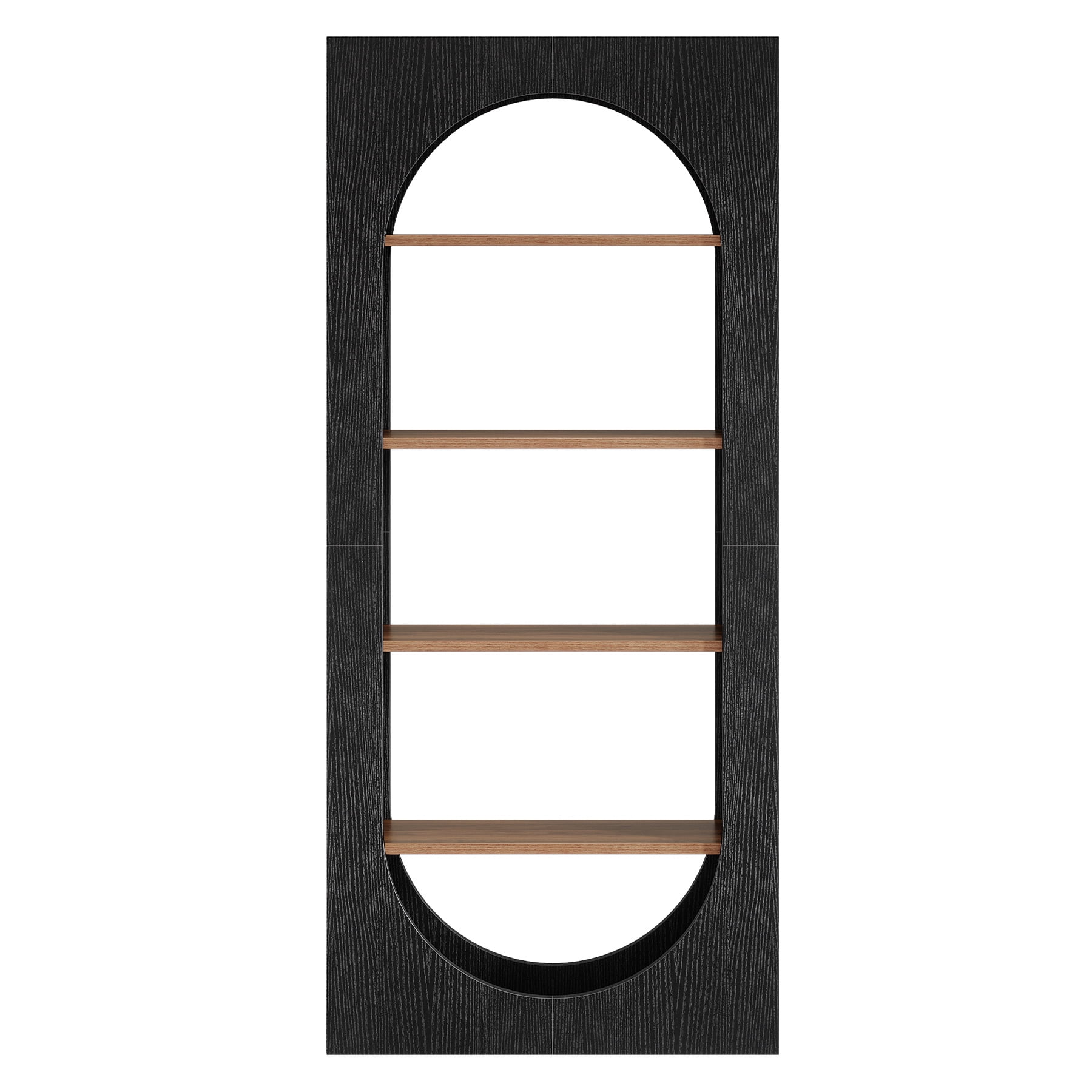 Tribesigns 70.87" Tall Black Arched Bookshelf, 5-Tier Arch Bookcase with Storage