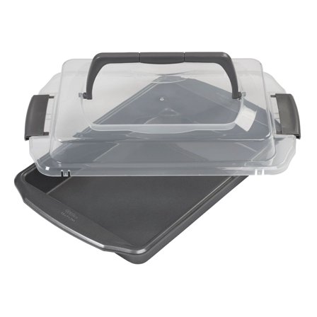 Premium Steel Non-Stick Oblong Cake Pan with Lid 13 x 9-inch Rectangular Baking Pan, Packaging May Vary