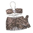 thumbnail image 3 of Ensemble Bikini 3 Pcs d'Été pour Femmes Soutien-Gorge Sans Manches à Nouer + String Imprimé Léopard + Jupe, 3 of 6