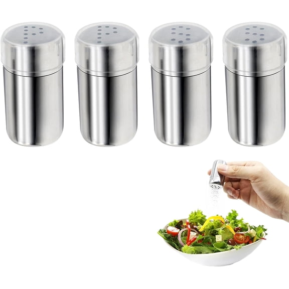 Bohorizon Mini Salt and Pepper Shakers, 4 Pack Stainless Steel Travel Size Spice Containers for Camping(Only Jars)