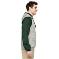 thumbnail image 2 of Men's 50/50 Nublend Colorblock Raglan Pullover Oxford/Forest Green Hood L, 2 of 2