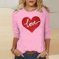 thumbnail image 2 of ICHUANYI Women's T-shirt Stylish Heart Print Tee 3/4 Sleeves Crew Neck Casual Tops Cloth New Trending, 2 of 4