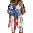 thumbnail image 2 of Two Piece Summer Sets Plus Size Women's Short Sleeve V-neck Tops Shorts Comfortable Homewear Two-piece Suit Sets 2 Piece Beach Outfits for Women, 2 of 7