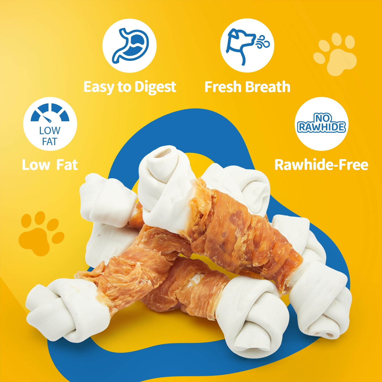 (2 pack) Jungle Calling Chicken Knotted Bones for Dogs Rawhide Free Chicken Wrapped Chew Dog Bones Training Treats, 12 oz