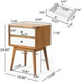 Great Deal Furniture Mid Century Acacia Wood Nightstand White
