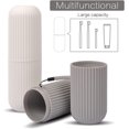 thumbnail image 2 of Estuche y soporte para cepillo de dientes de viaje, 2 uds., portavasos portátil para artículos de tocador de viaje de negocios para viajes y uso diario (gris + blanco), 2 of 5
