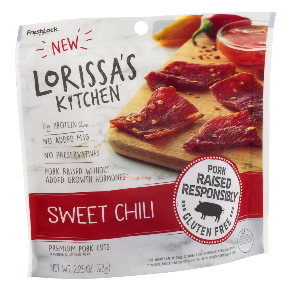 Lorissa's Kitchen Pork Jerky, Protein Snack, Sweet Chili, 2.25oz