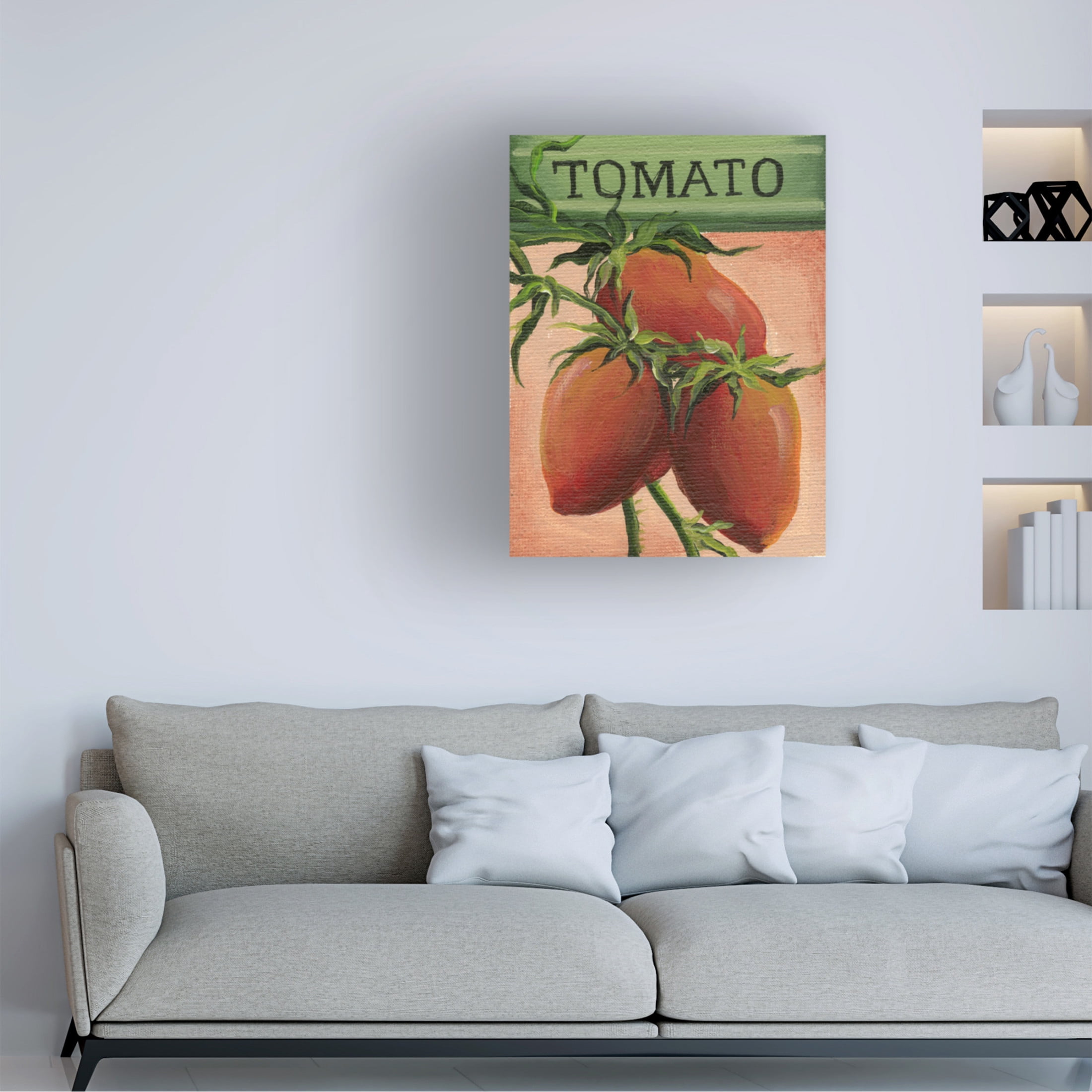 Canvas Wall Art - Debbi Wetzel 'Seed Packets 26 - Tomato' Wall Art for Living Room, Bedroom, or Office Décor by Trademark Fine Art - 35 x 47 Inches