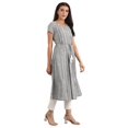 thumbnail image 3 of Round Neck Striped Liva Kurta - Charcoal-Large, 3 of 5