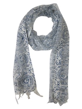 Mogul Womens Blue Scarf Summer Fashion Printed Ethnic Boho Style Meditation Yoga Scarf