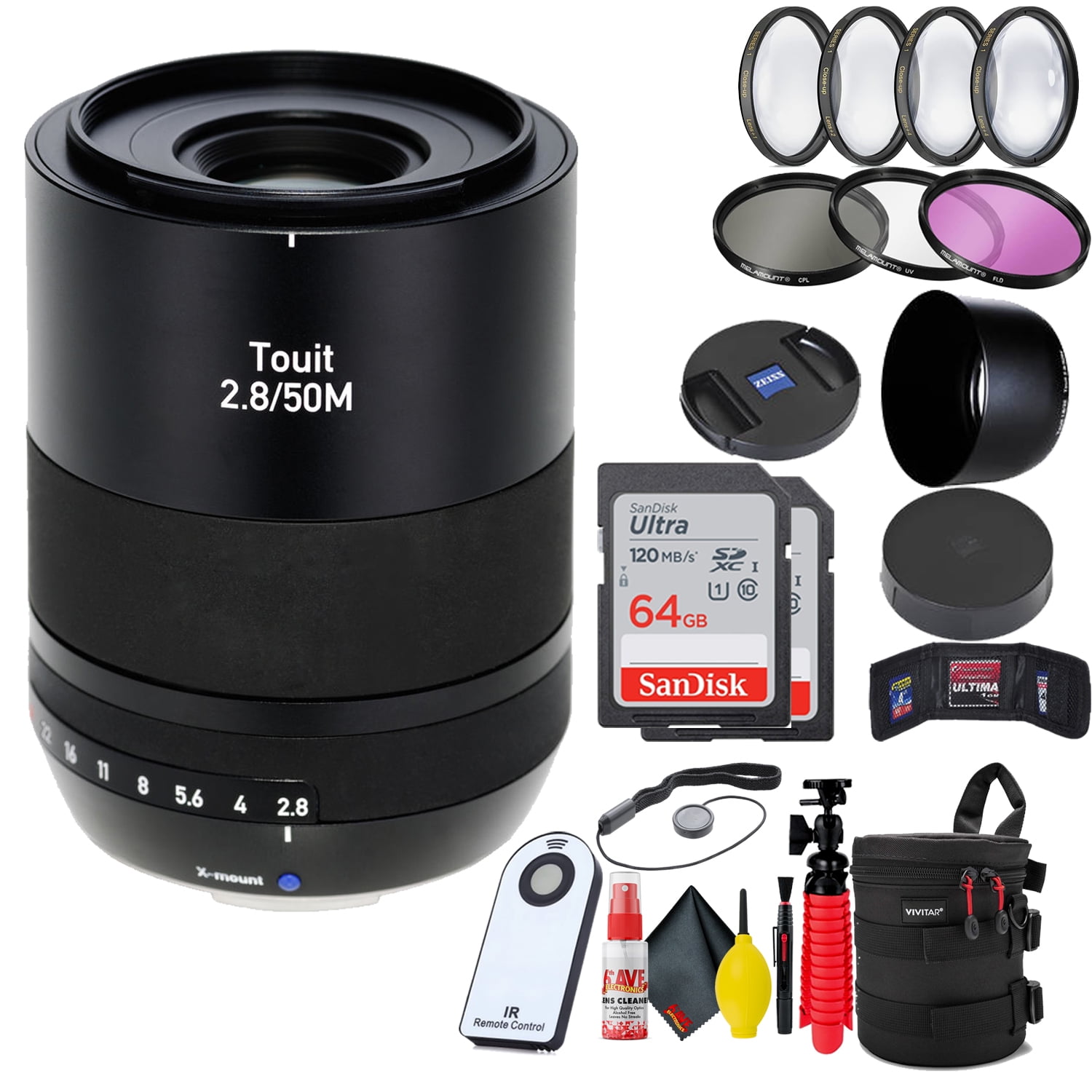 Cordelia oplichterij som Zeiss Touit 50mm f/2.8M Lens (Fujifilm X-Mount) + (2)64GB SD Card Bundle -  Walmart.com