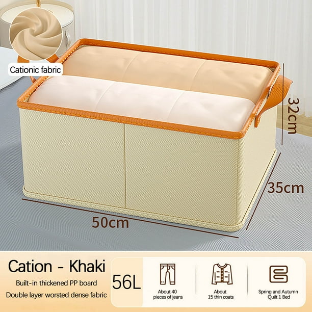 Caja de almacenamiento plegable para armario con asas - Organizador de tela transpirable y no tejida para ropa, mantas y almohadas, gran capacidad bajo el cubo de cama (50x44x32cm XXL)