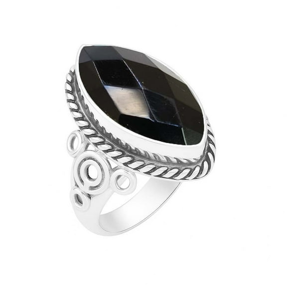 Natural Black Onyx Statement Ring 925 Sterling Silver Ring – Marquise Cut Handmade Gemstone Jewelry
