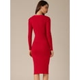 thumbnail image 4 of DARING DIVA V Neck Long Sleeve Slim Fitted Midi Dress XS Wine Red, 4 of 6
