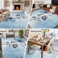 thumbnail image 5 of 5'x8' Area Rugs, Blue Flower Indoor Outdoor Area Rug for Living Room Bedroom, Retro Gradient Texture Painting Plant Leaf Washable Bathroom Rugs Kitchen Floor Carpet Mats Home Decor Aesthetic, 5 of 8