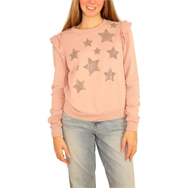 INC - Sudadera con estrellas para mujer, color rosa, pequeña