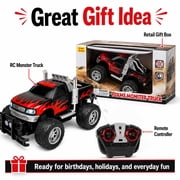 Remote Control Off-Road Racing Truck Toy for Kids, RC Car with Light-Up Front Lights, Big Tires