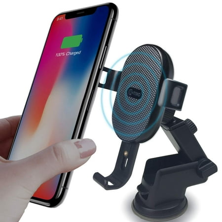 Contixo W1 Fast Wireless Charger Car Mount Holder | 10W Qi-Compatible Charging for Cell Phones Such as Apple iPhone 8/8 Plus/X/XS/XS Max/XR Samsung Galaxy S9/S9 Plus/S8/S8 Plus/S7/Note