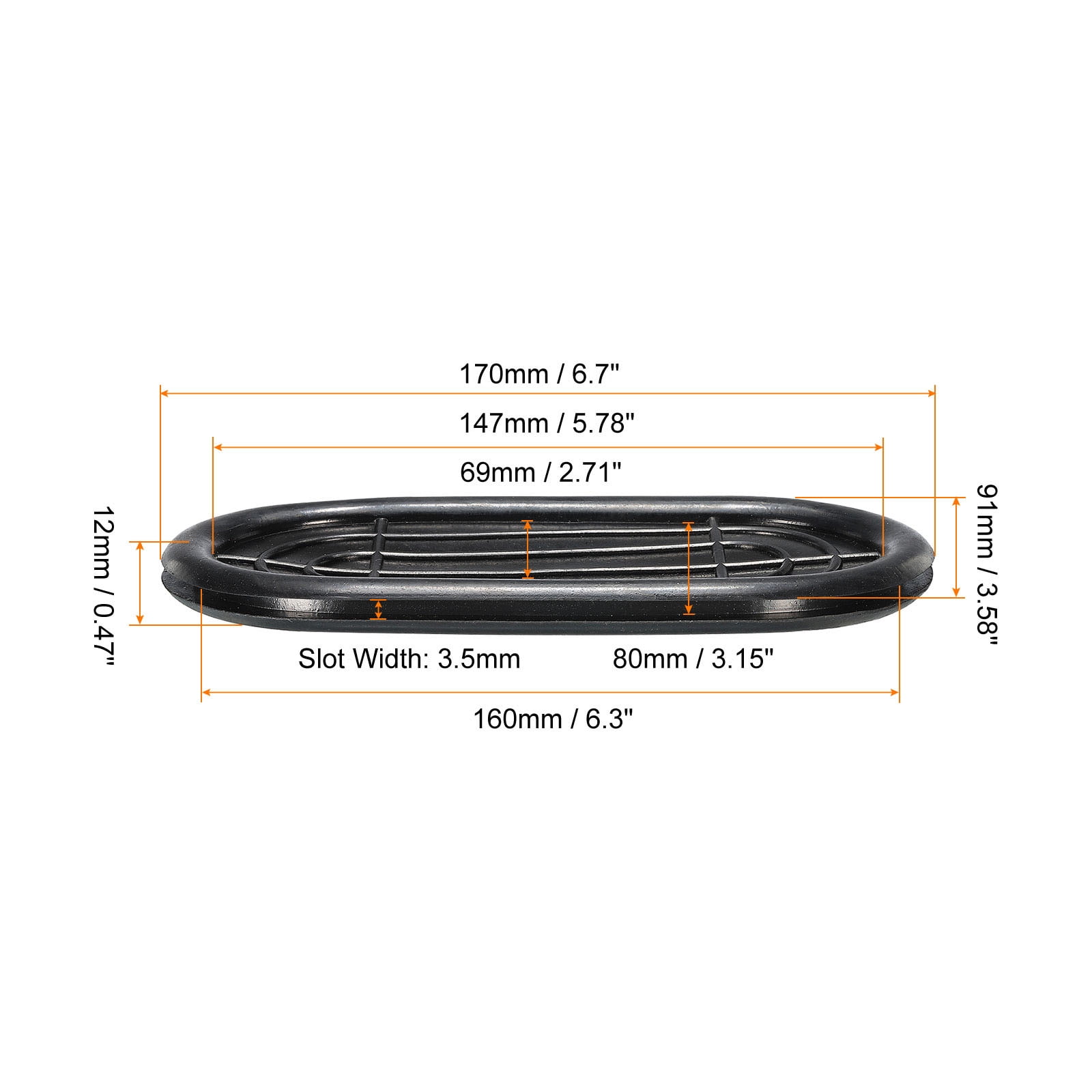 Uxcell Rubber Grommet Mount Size 80 x 160mm Oval Double-Sided for Wire Protection, Pack of 6