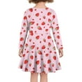thumbnail image 3 of DISNIMO Pink Strawberry Dress Girls Casual Long Sleeve Dress Kids Girls Kids Twirl Dress Fall Girls Dresses Size 15-16 Teens Dress for Children Girls Dresses Knee Length Dress for Girls Church Dress, 3 of 6