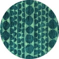 thumbnail image 1 of Ahgly Company Machine Washable Indoor Round Abstract Turquoise Blue Modern Area Rugs, 7' Round, 1 of 4