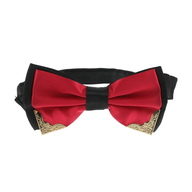CIMAXIC Cravate Classique Mode pour Hommes Double Métal Doré Nœud Papillon Deux Couches (Rouge), 4.72"X2.36"X0.59 Pouces